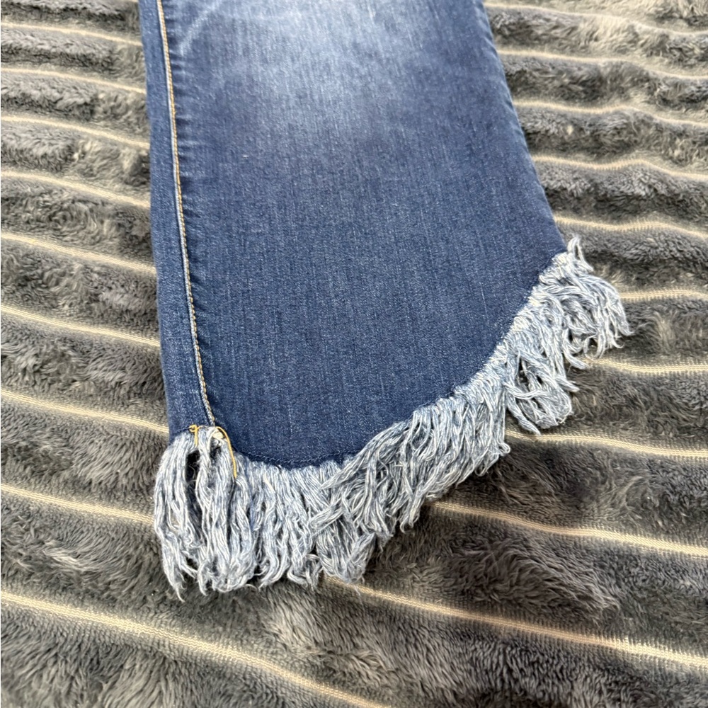 INC International Concepts Blue Frayed Wide Leg Jeans - Picture 7 of 7